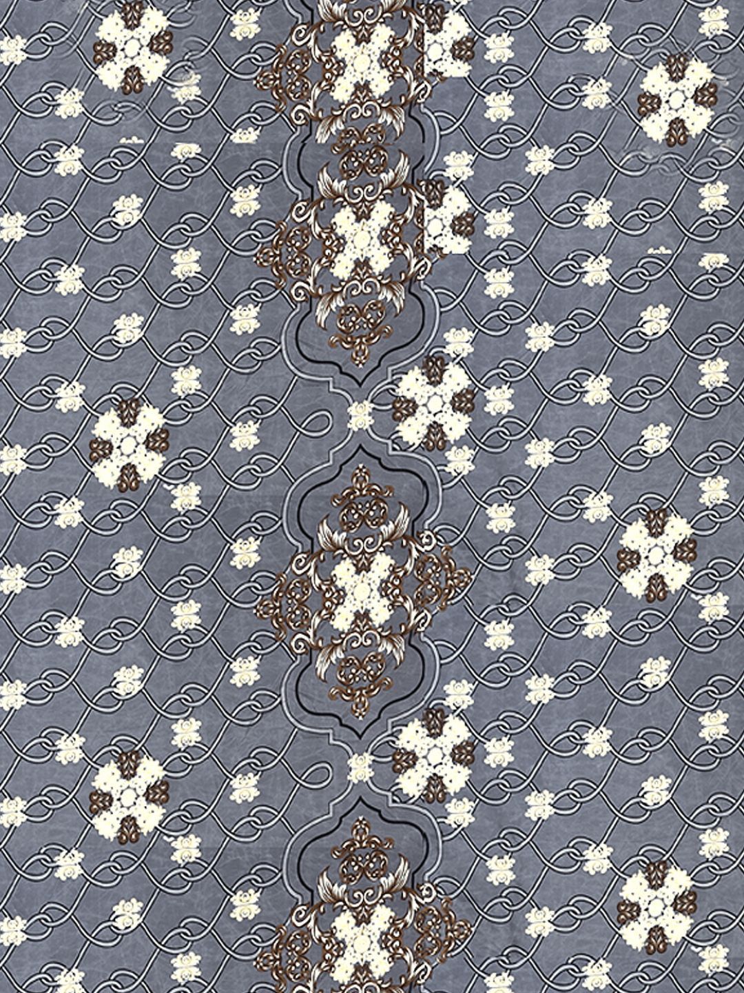 Cortina Glazed Cotton Grey Damask 140 TC King Bedsheet with 2 Pillow Covers