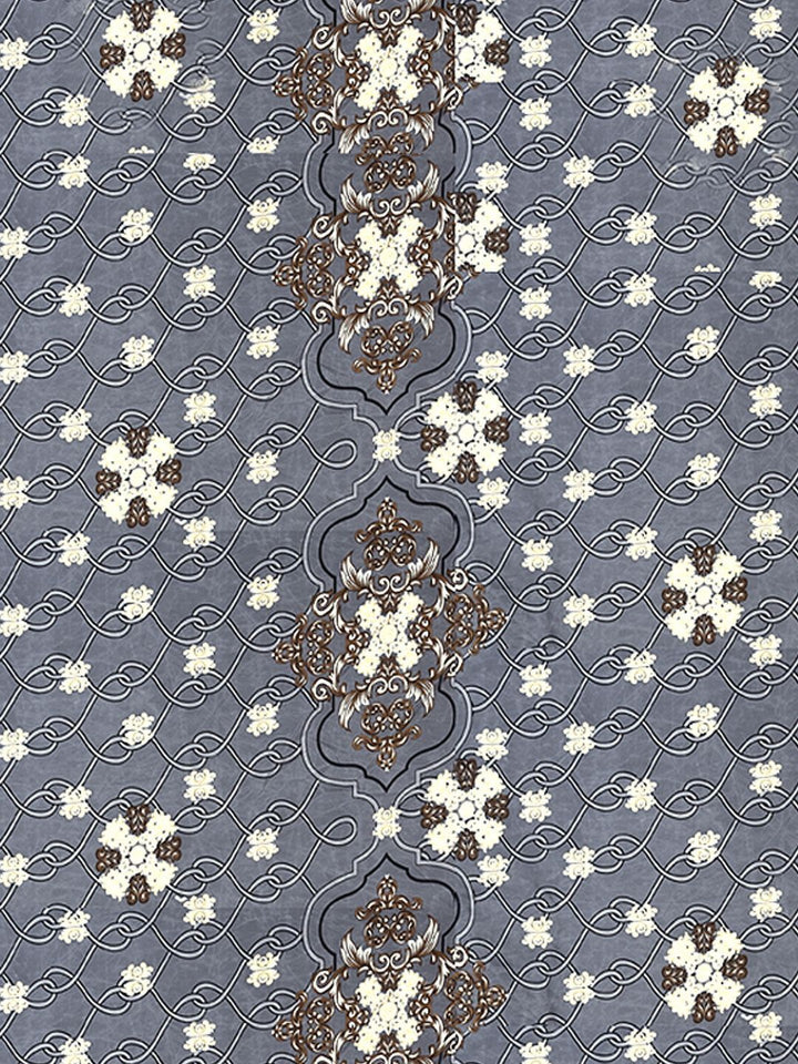 Cortina Glazed Cotton Grey Damask 140 TC King Bedsheet with 2 Pillow Covers