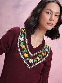 DressBerry Floral Embroidered Acrylic Pullover