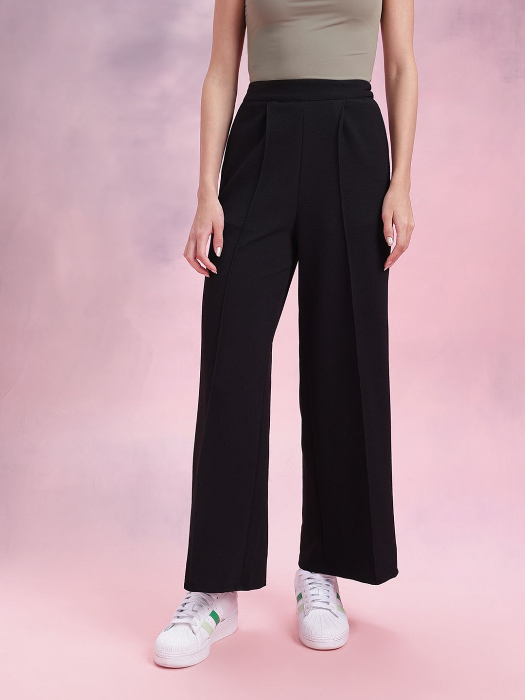 DressBerry Women Flared Pleated Trousers