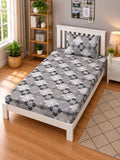 Moda Rapido X KLOTTHE Grey & White Geometric 400 TC Single Bedsheet with 1 Pillow Covers
