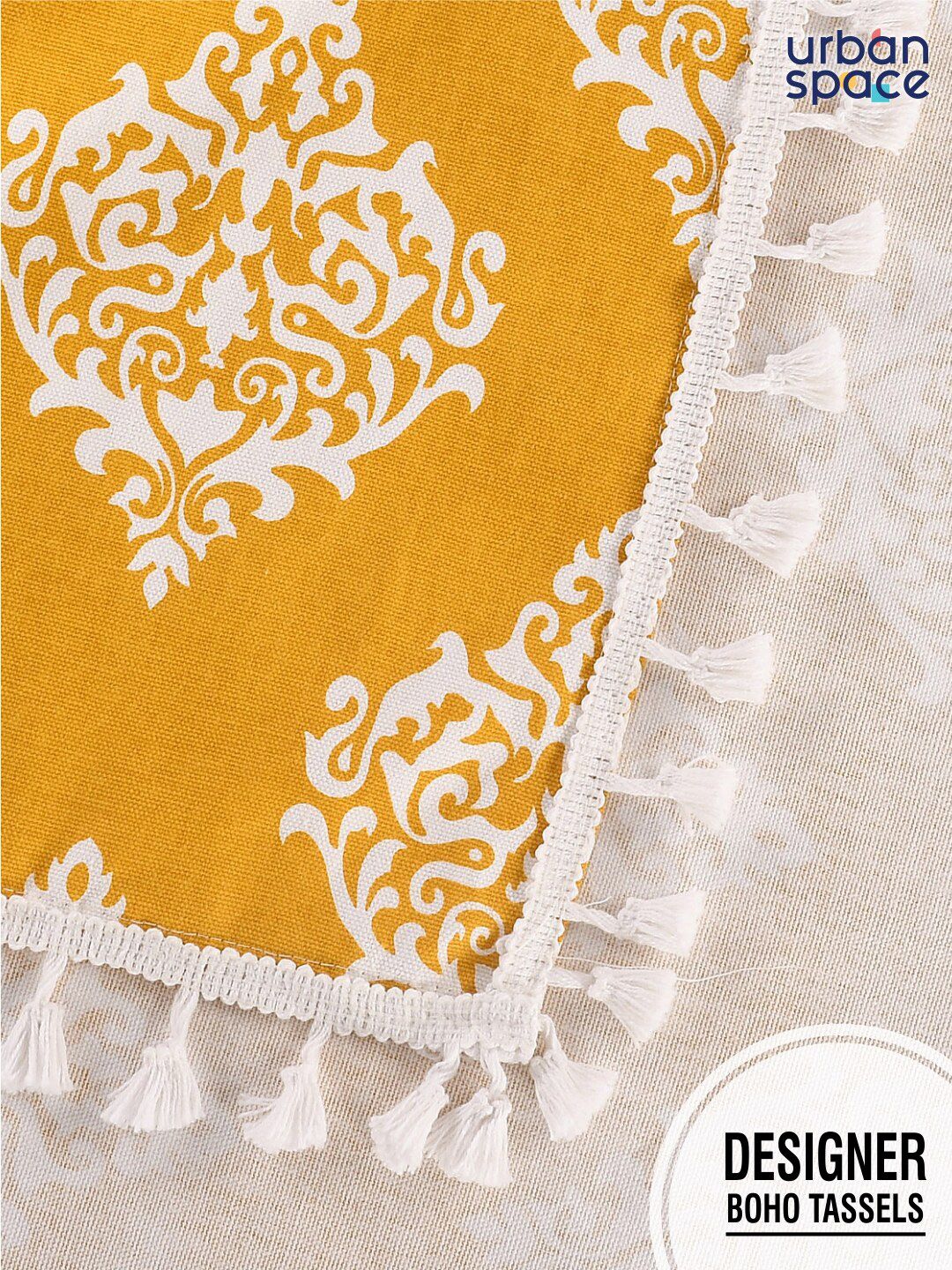 URBAN SPACE 4-Seater Ethnic Motifs Printed Pure Cotton Square Table Cover