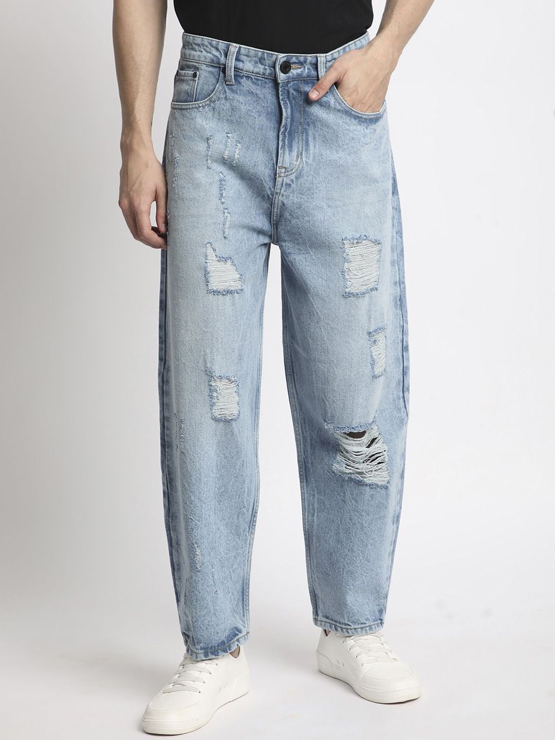 Bene Kleed Men Mid-Rise Highly Distressed Baggy Fit Jeans