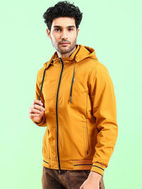 The Indian Garage Co Men Regular Fit Bomber Jacket with Detachable Hood