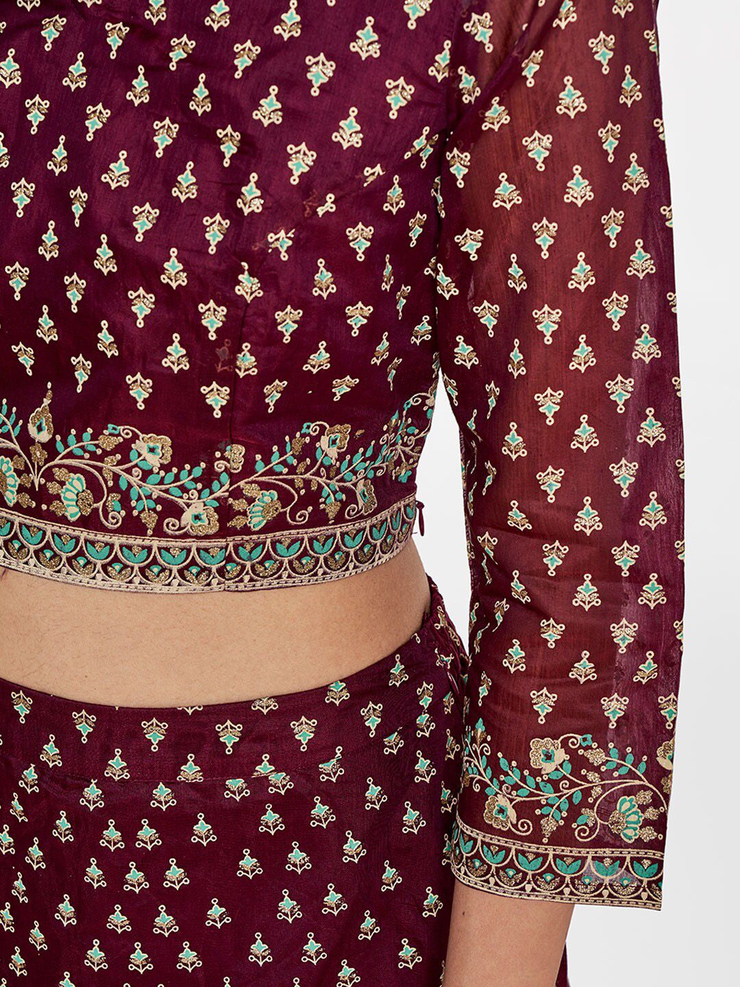 Global Desi Women Maroon Printed Straight Skirts