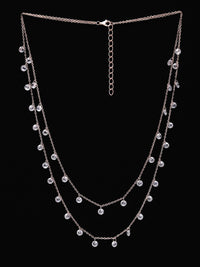 PRIONI 925 Sterling Silver Rose Gold-Plated CZ Beads Necklace