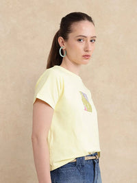 RAREISM Women Typography Printed Round Neck Cotton T-shirt