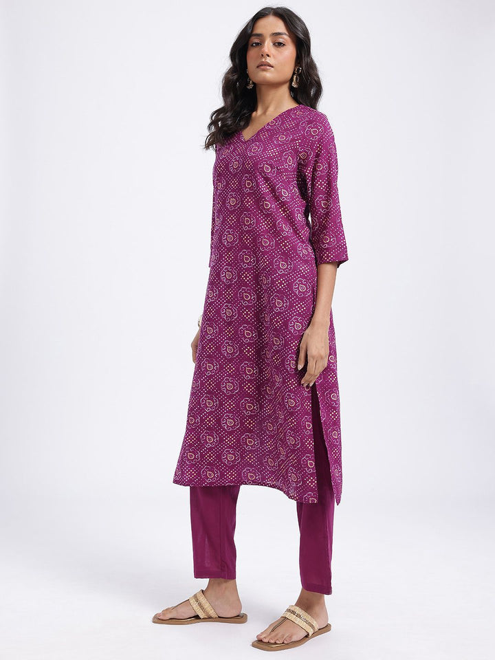 Anouk Women Bandhani Printed Gotta Patti Pure Cotton Kurta with Trousers & Dupatta