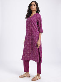 Anouk Women Bandhani Printed Gotta Patti Pure Cotton Kurta with Trousers & Dupatta