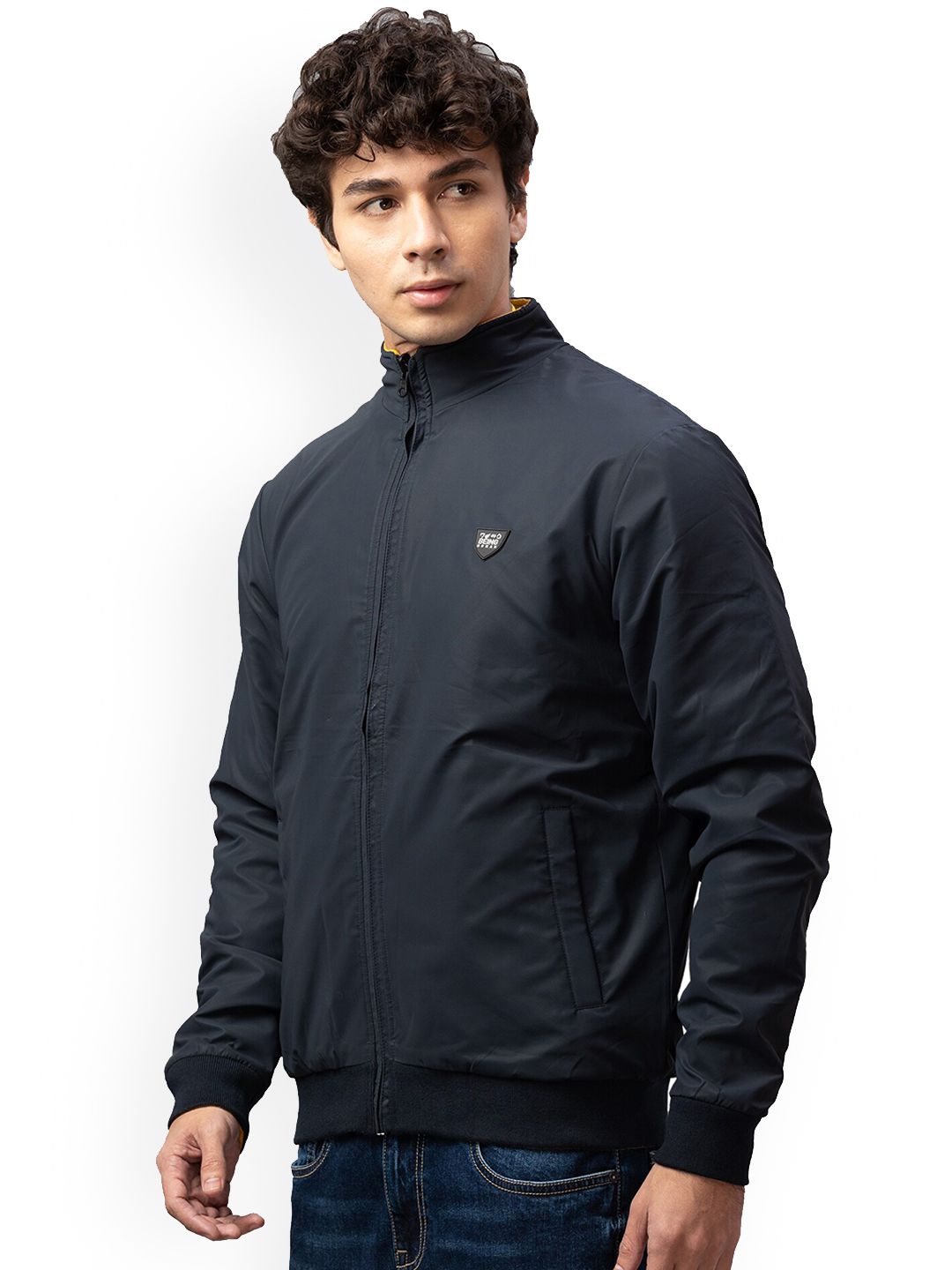 Being Human Men Navy Blue Crop Bomber Jacket