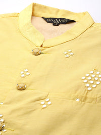 SOJANYA Maroon Mirror Work Kurta with Churidar
