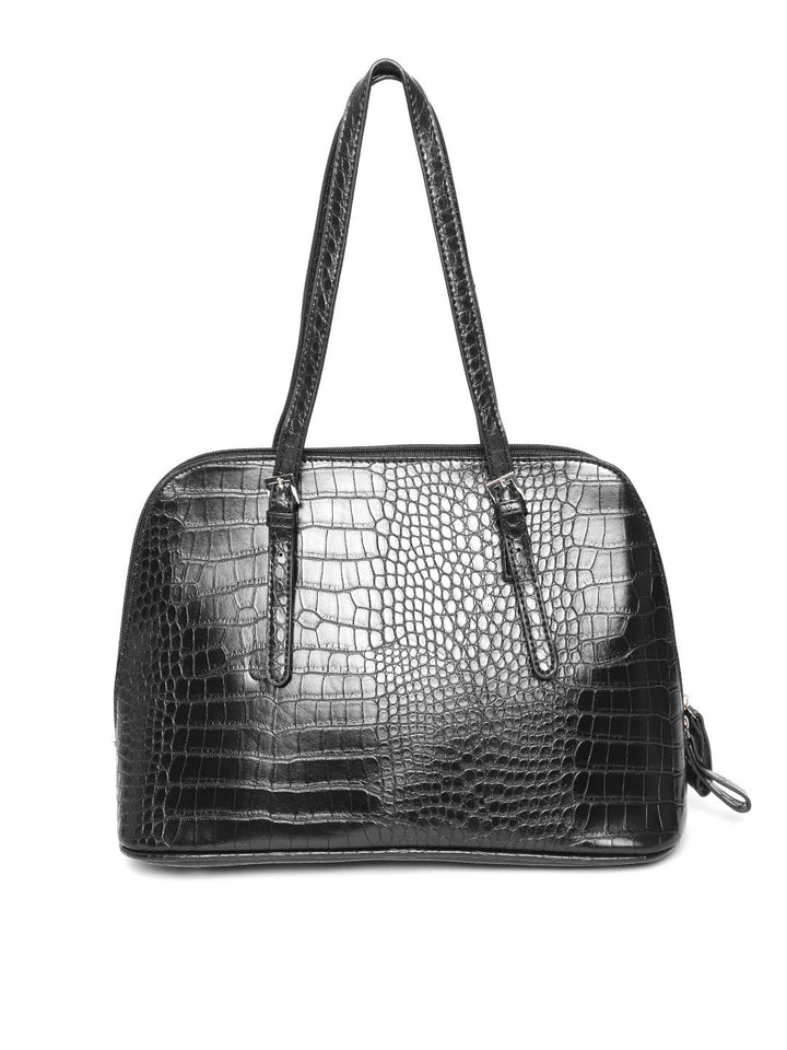 Lino Perros Black Croc Textured Shoulder Bag