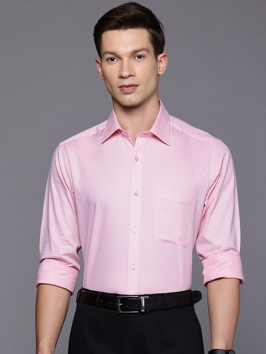Raymond Pure Cotton Self-Design Slim Fit Formal Shirt