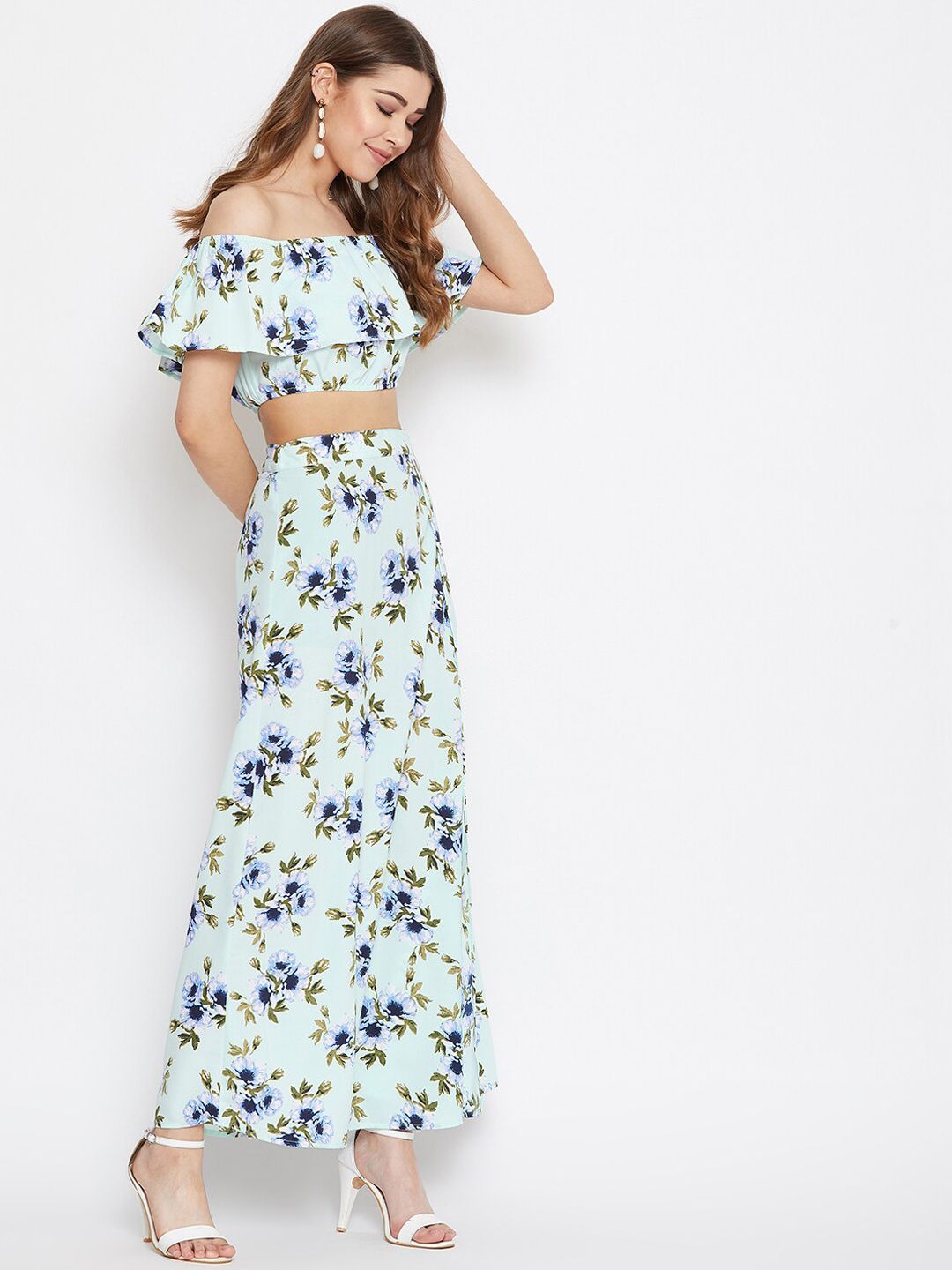 Berrylush Women Green Floral Printed Co-ordinate Sets Dress