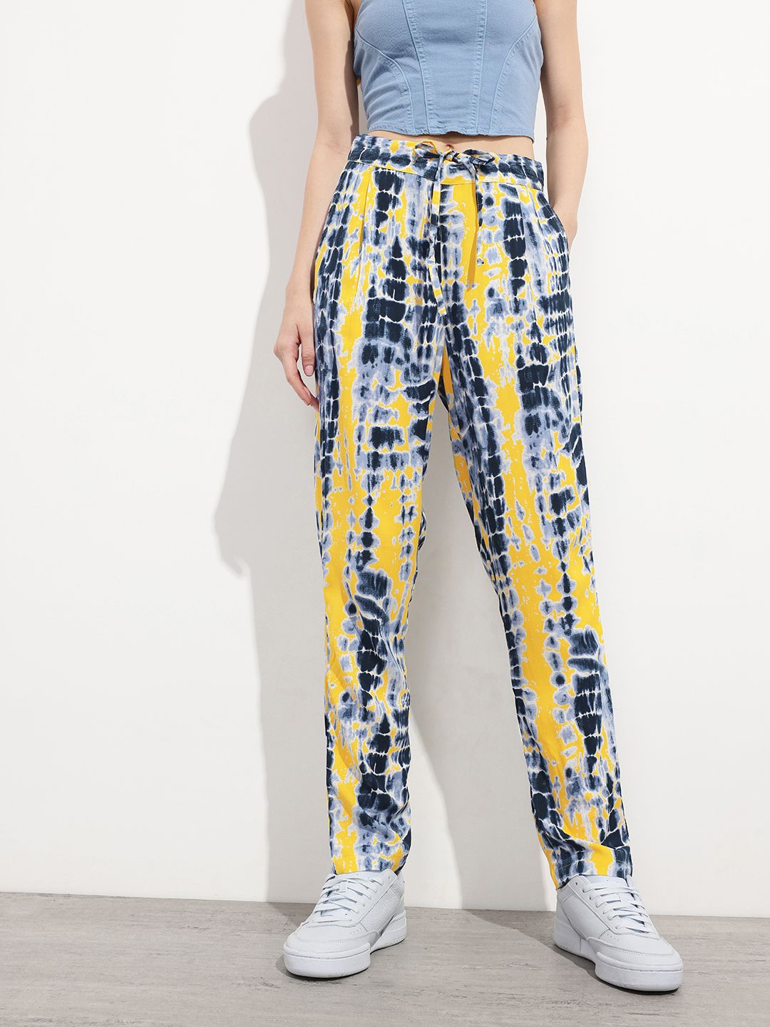 DressBerry Women Shibori Spectrum Pleat-Front Summer Trousers