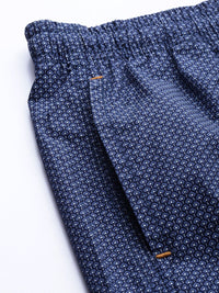 The Indian Garage Co Men Navy Blue & White Printed Lounge Shorts