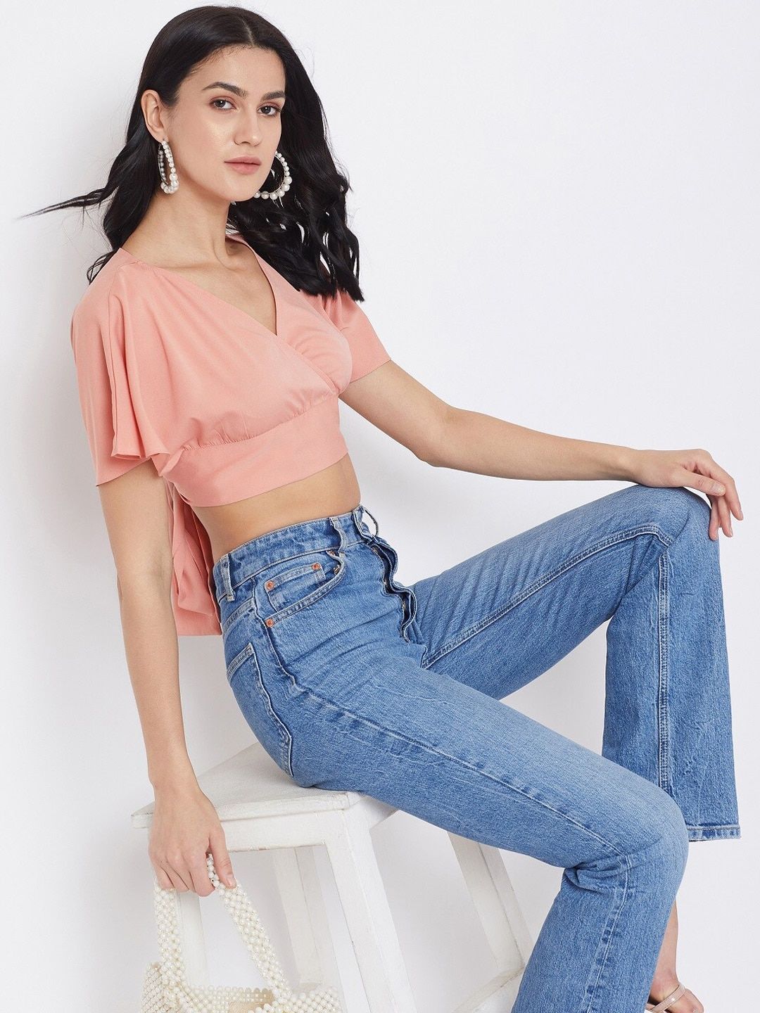 Berrylush Women Pink Solid Wrap Top