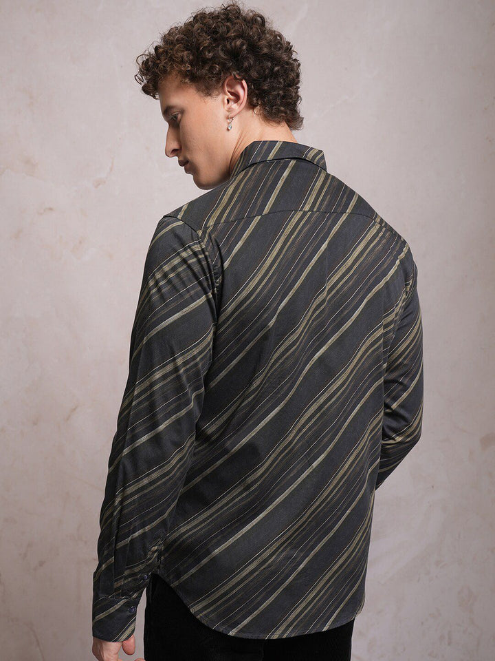 LOCOMOTIVE Luxe Striped Satin Party Shirt