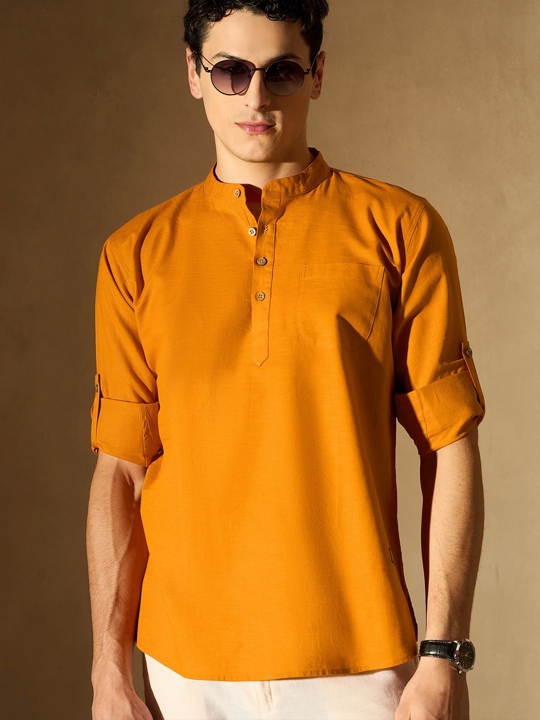 Dennison Men Comfort Orange Slim Fit pendek kurta