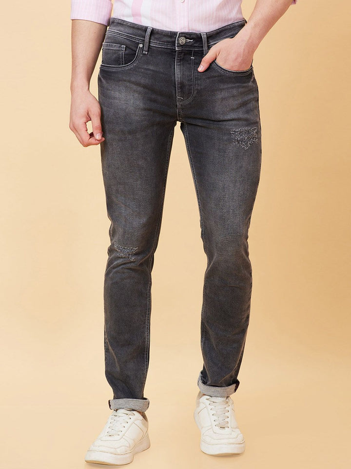 Being Human Men Skinny Fit Low Distress Heavy Fade Jeans