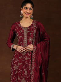 Libas Women Embroidered Regular Sequinned Kurta with Trousers & With Dupatta