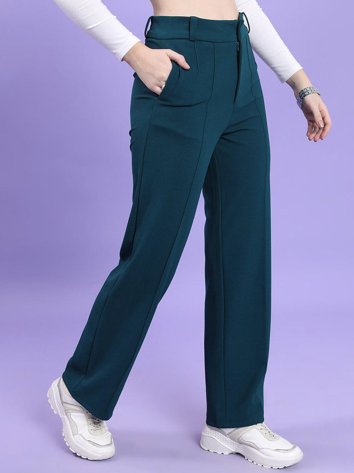 CHIC BY TOKYO TALKIES Women High-Rise Straight Fit Trousers