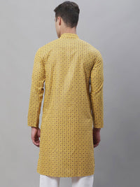 SOJANYA Men Geometric Printed Cotton Linen Kurta