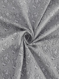 KLOTTHE Grey Ethnic Motifs Cotton 300 TC King Fine Bedsheet with 2 Pillow Covers-106 x 87 inches
