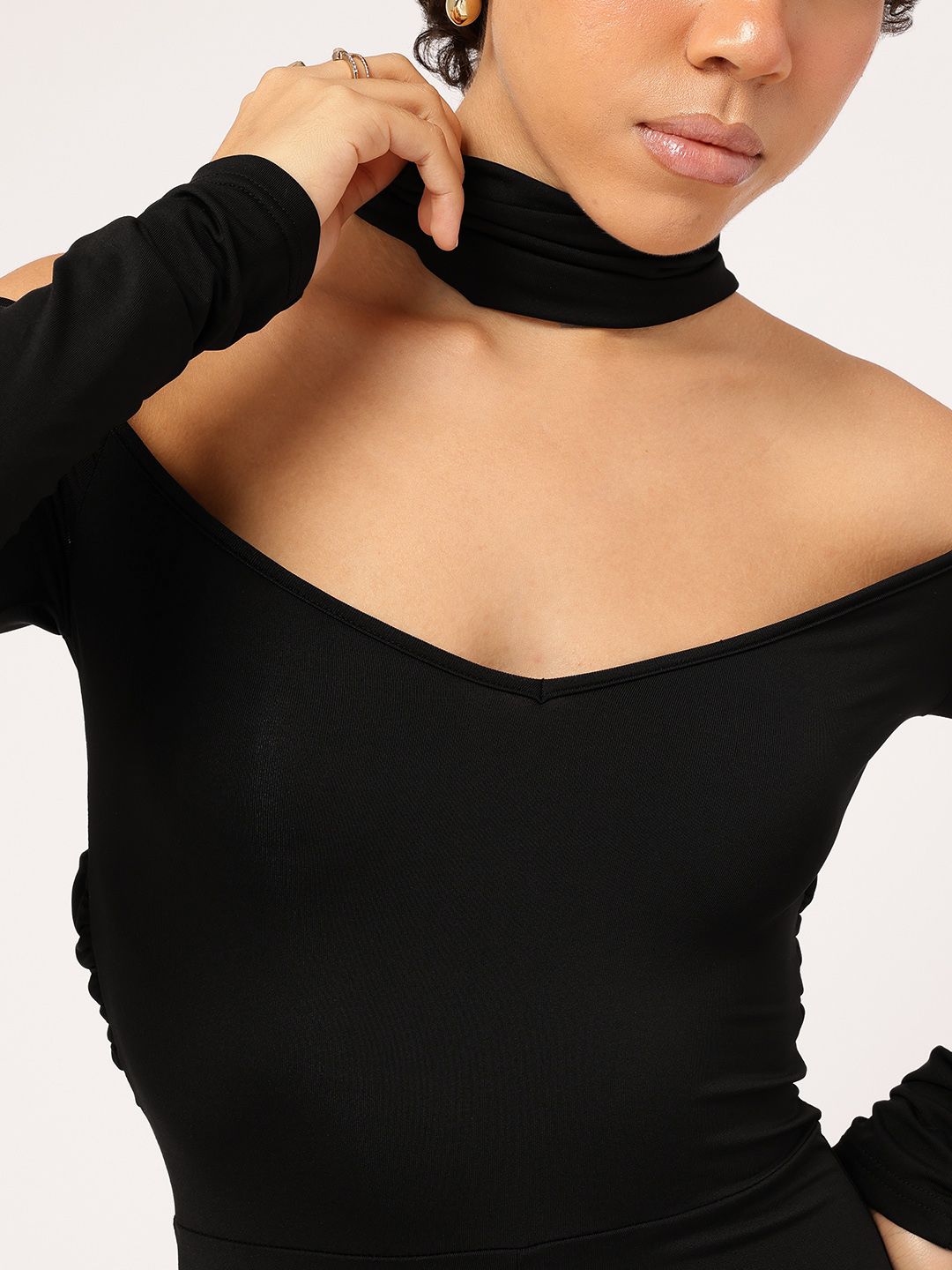 DressBerry Retro Radiance Off-Shoulder Styled Back Jumpsuit