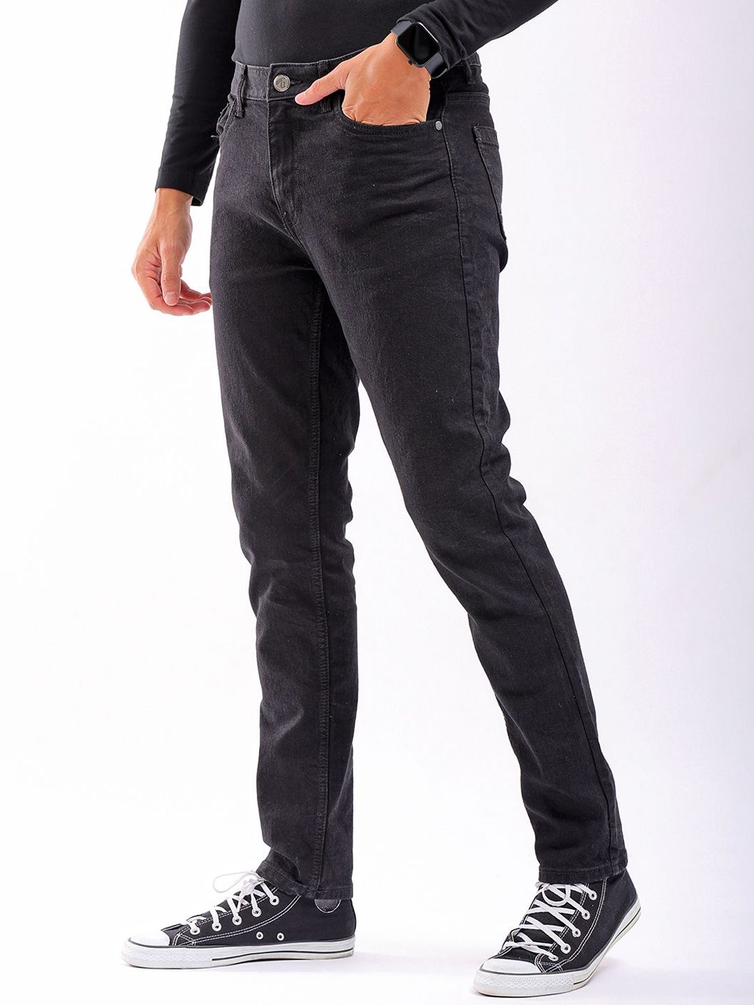 The Indian Garage Co Men Slim Fit Mid-Rise Clean Look  Cotton Jeans