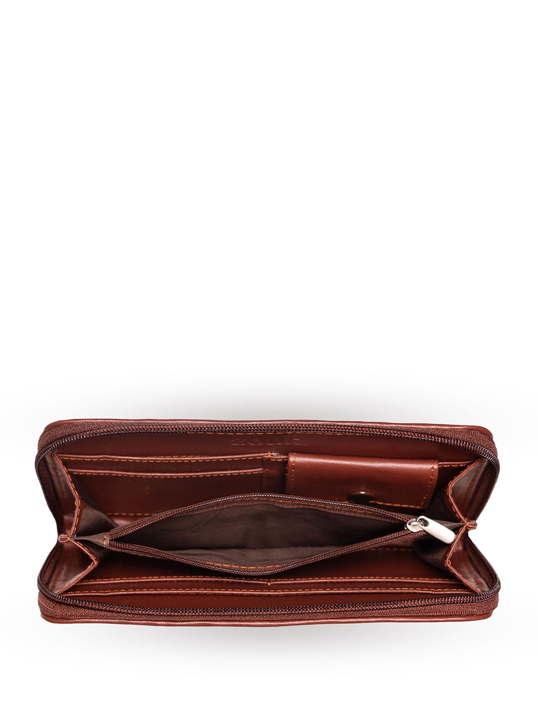 ZOUK Women White & Cream-Coloured Floral Printed Zip Around Wallet
