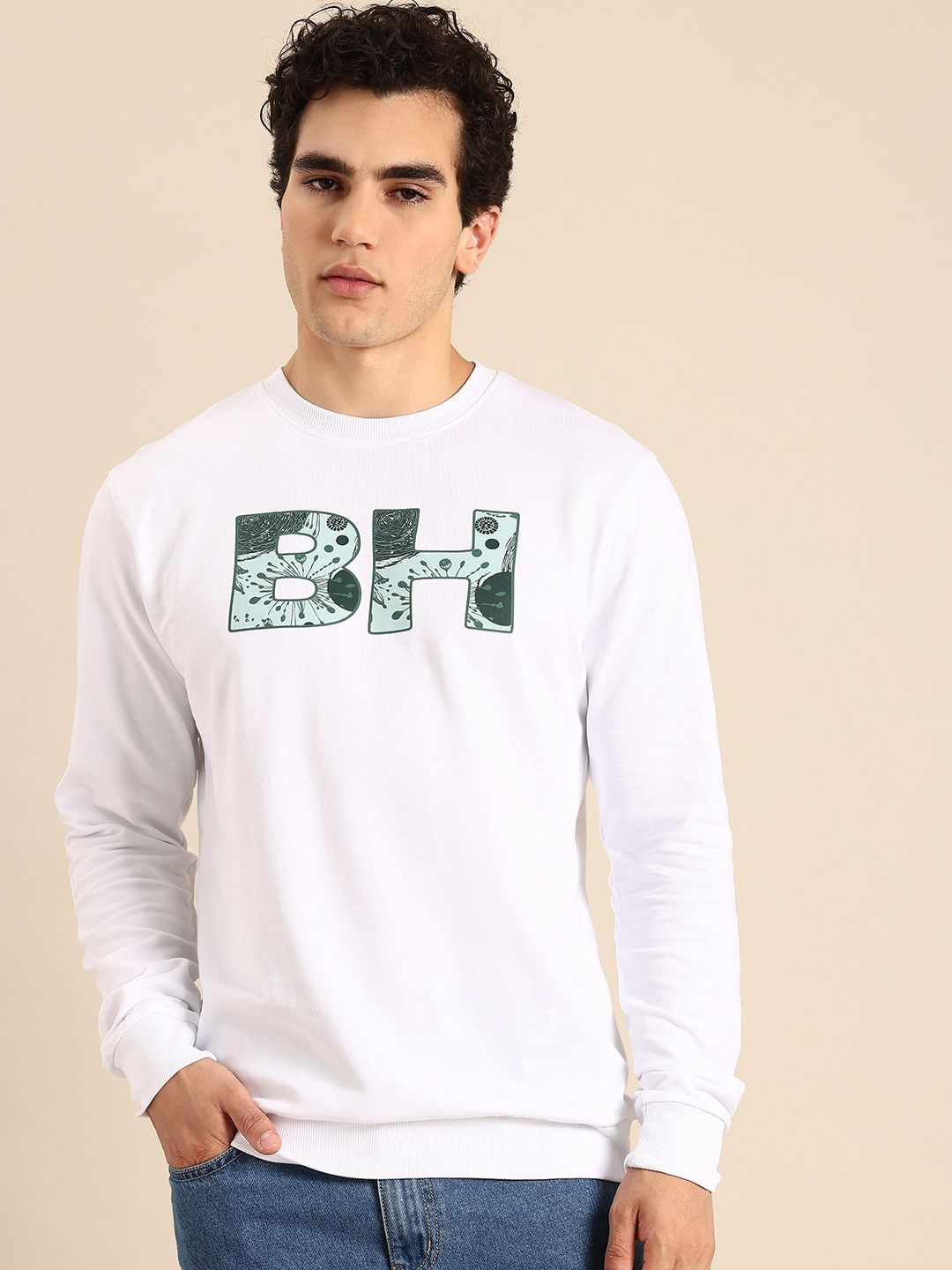 Being Human Brand Logo Printed Pure Cotton Sweatshirt