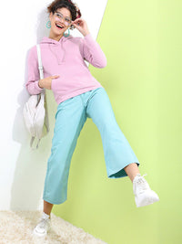 Tokyo Talkies Women Purple Hooded Sweatshirt