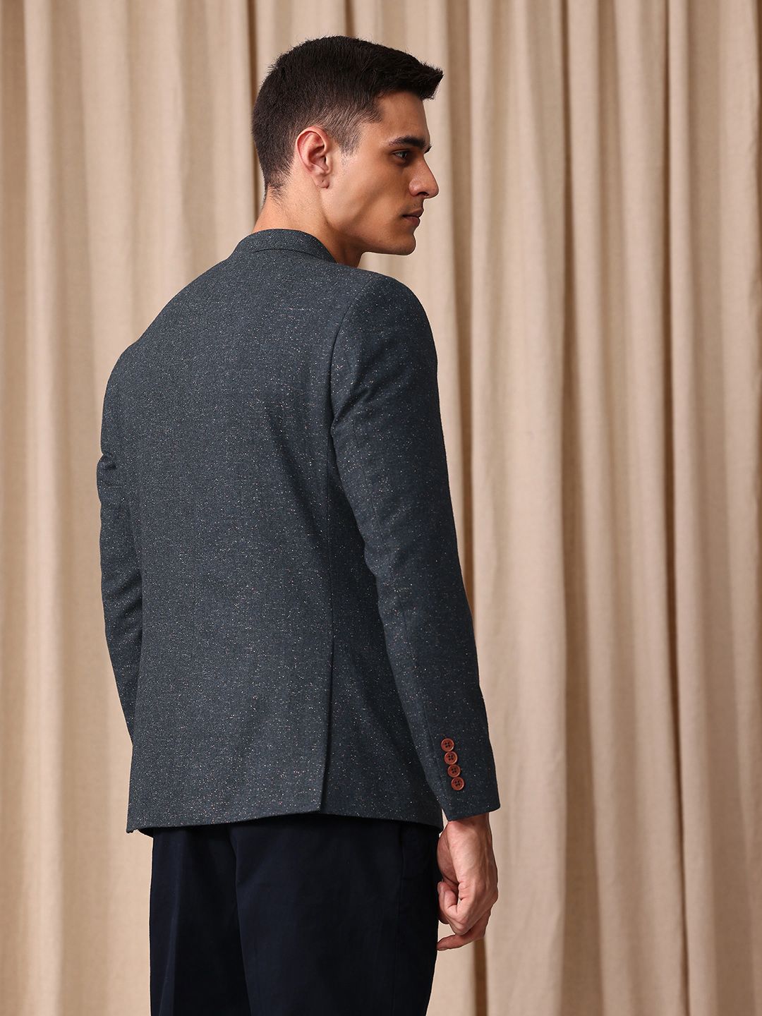 Mr Bowerbird Self Design Tailored Fit Double Breasted Casual Blazer