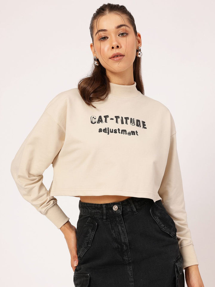 DressBerry Cat Woman Boxy Crop Sweatshirt