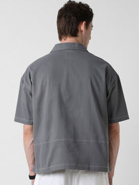 VASTRADO Men Classic Cuban Collar Solid Cotton Oversized Casual Shirt