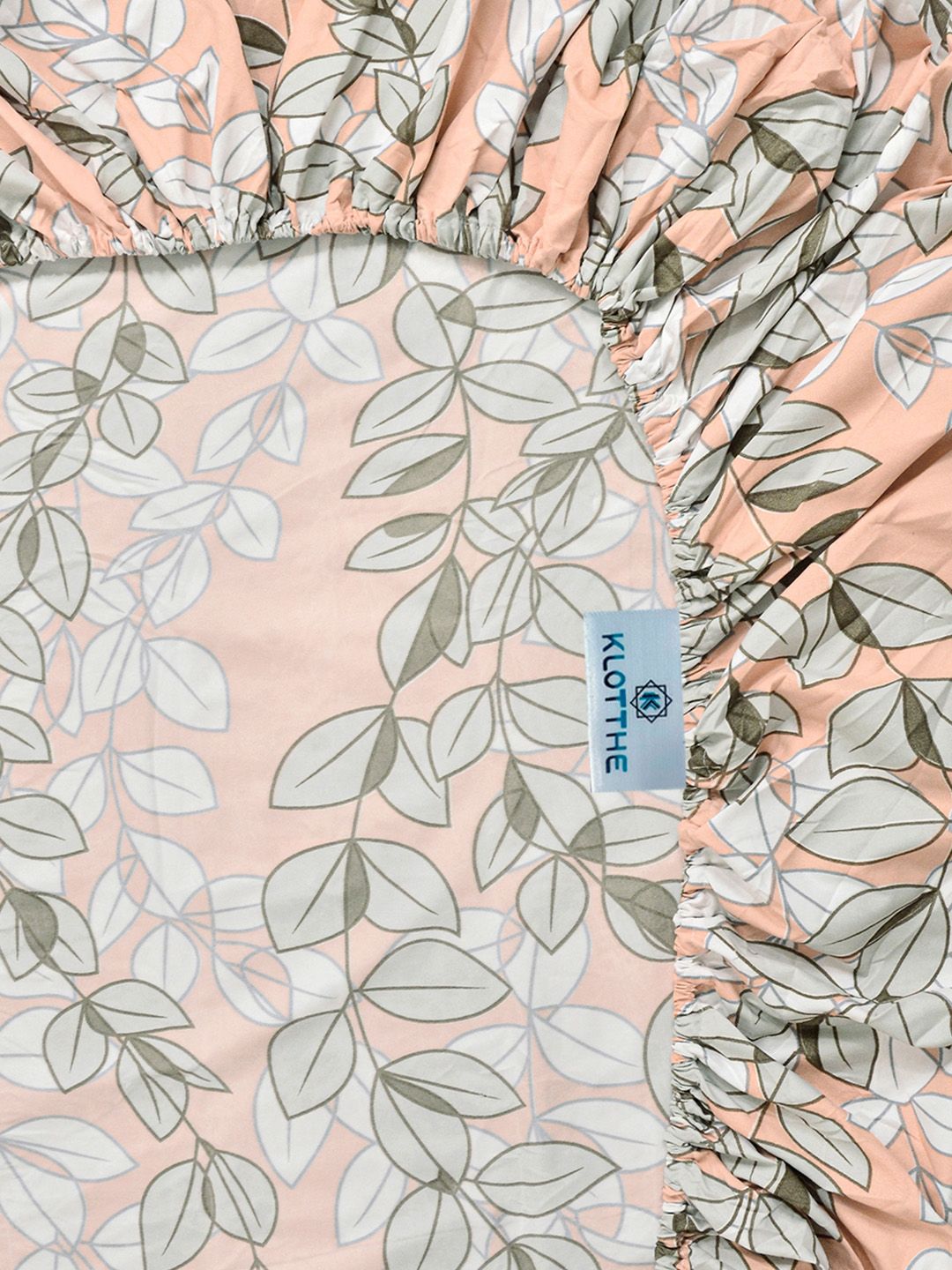 KLOTTHE Oren & Putih Bercetak 300 TC Cadar Katil Double Dengan 2 Sarung Bantal- 2.5 m x 2.25 m