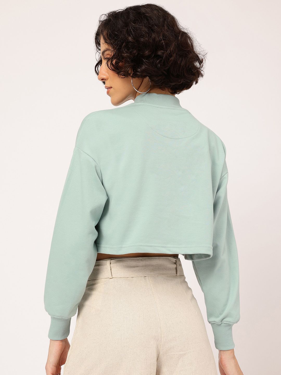 DressBerry Printed Drop-Shoulder Crop Sweatshirt
