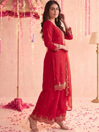Mamicha Women Ethnic Motifs Embroidered Regular Kurta with Palazzos & With Dupatta