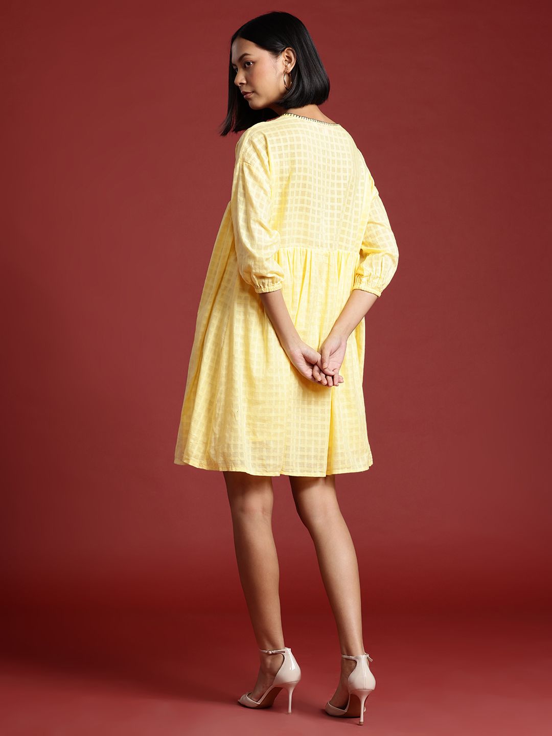 all about you Puff Sleeve Empire Dress