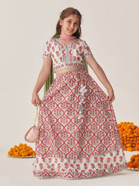 pspeaches Girls Printed Ready to Wear Lehenga Choli With Dupatta