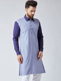 SOJANYA Lelaki Blue Colourblocked Straight Kurta