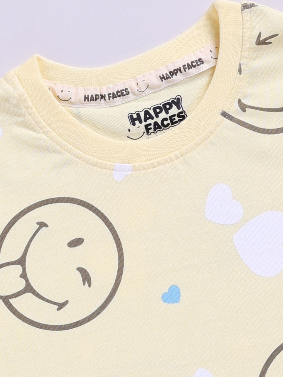Happy Faces Girls Smiley Printed Pure Cotton T-shirt