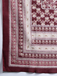 Indo Era Floral Printed Pure Cotton Kurta With Trousers & Dupatta