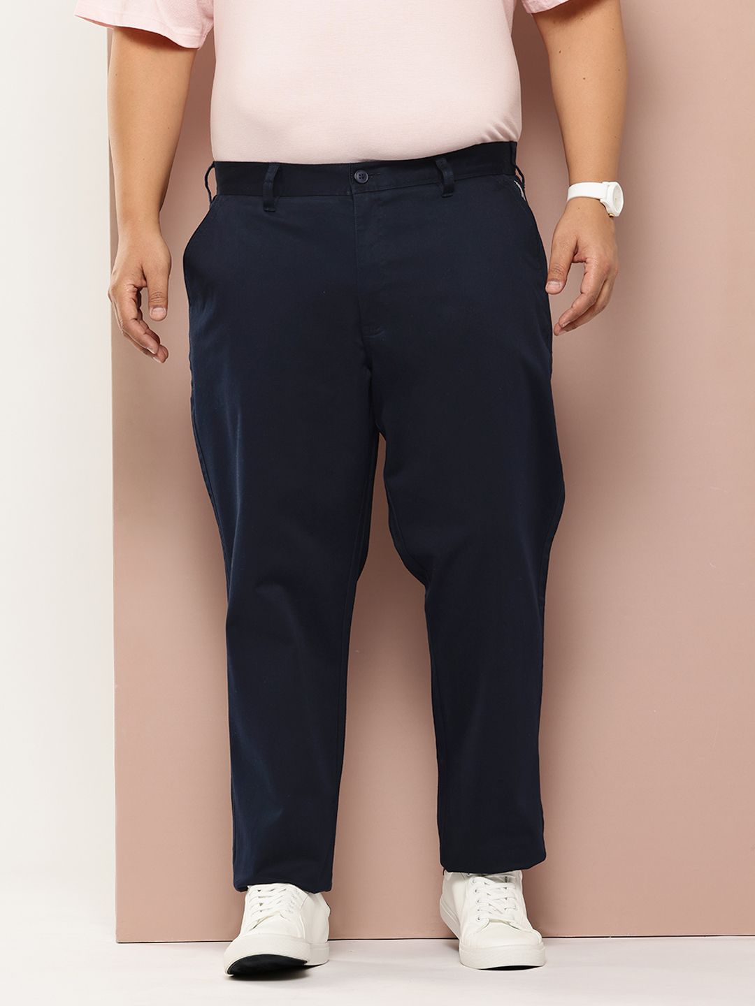 Thomas Scott Men Plus Size Straight Fit Easy Wash Chinos Trousers