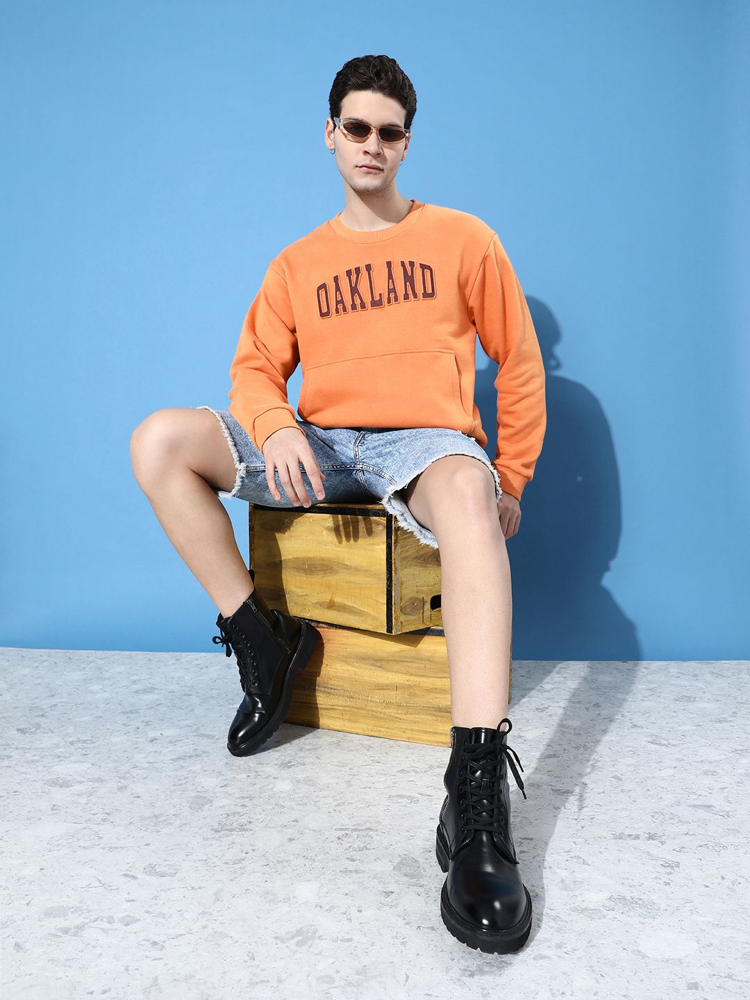 DILLINGER Men Typography Oversized Fleece Sweatshirt