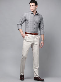Park Avenue Men Grey Slim Fit Checked Pure Cotton Formal Shirt