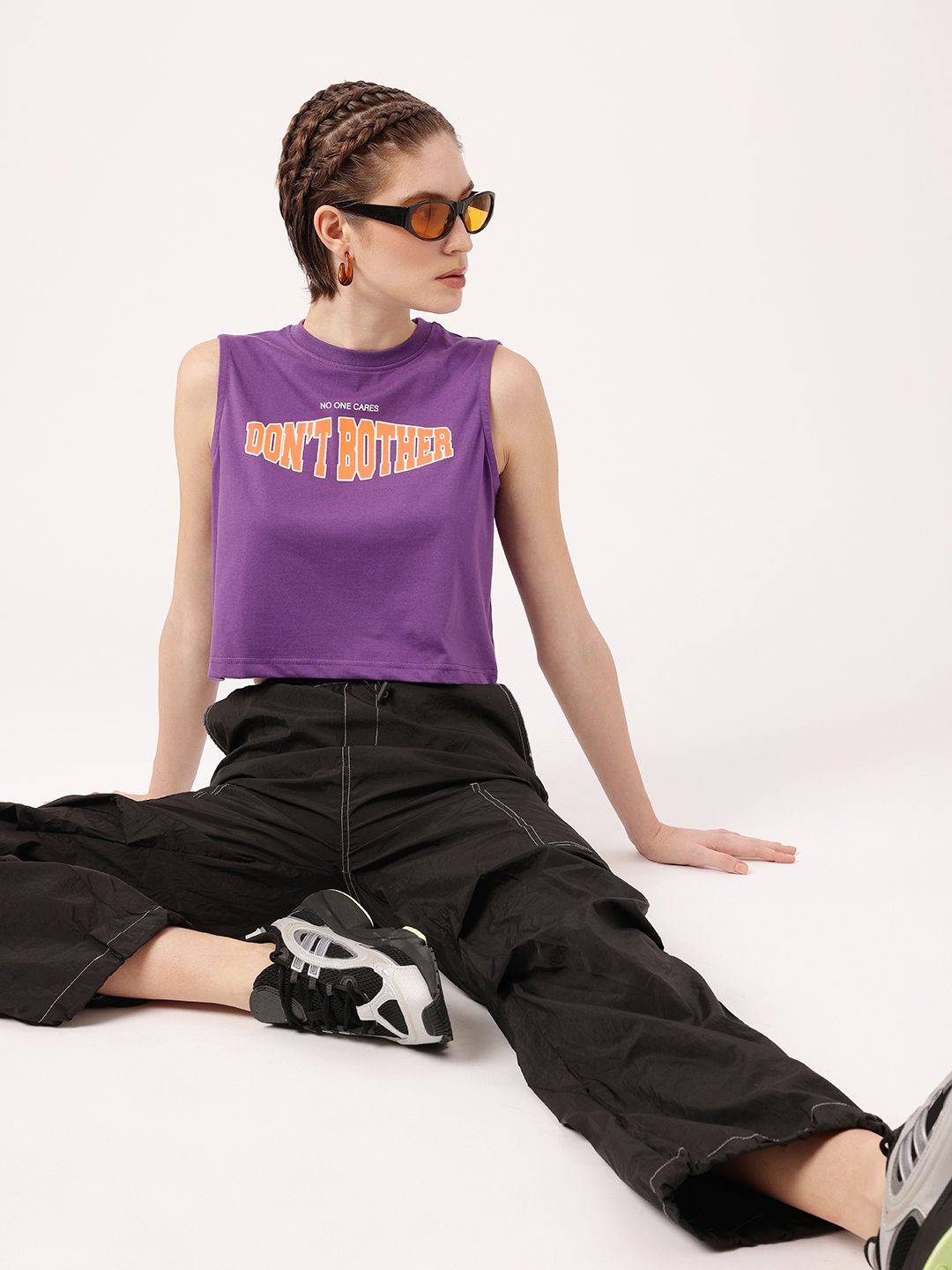 DressBerry Cute Chic Printed Sleeveless Crop T-Shirt