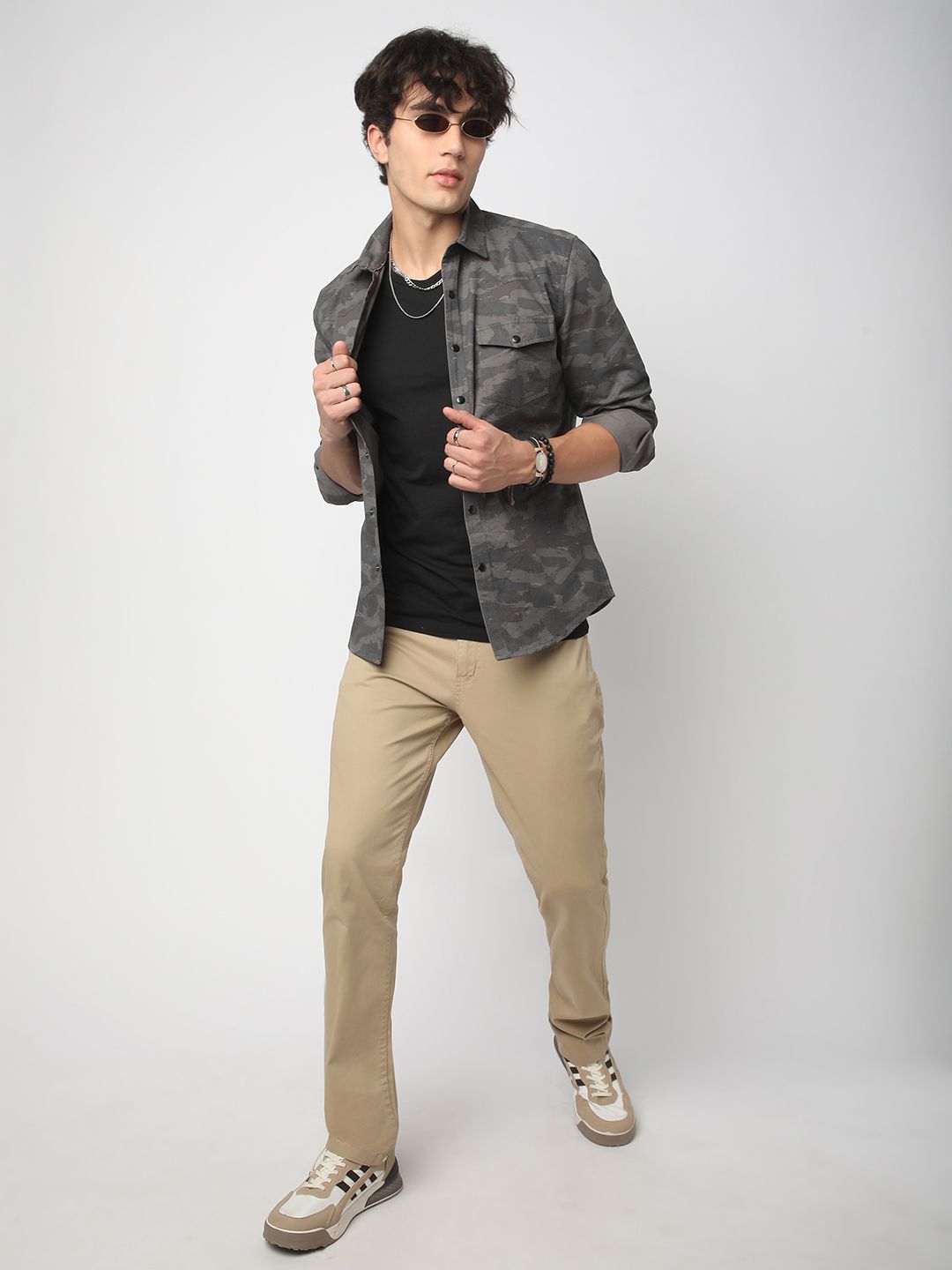 VASTRADO Men Classic Fit Spread Collar Camouflage Printed Cotton Slim Fit Casual Shirt