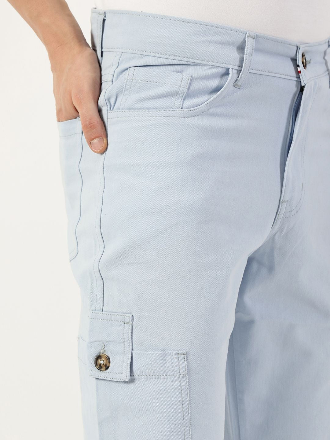 Thomas Scott Men Smart Slim Fit Easy Wash Cargos Trousers